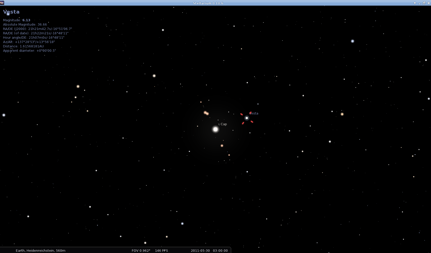 Location of Vesta 2011-05-30 03:00 Location of Vesta 2011-05-30 03:00